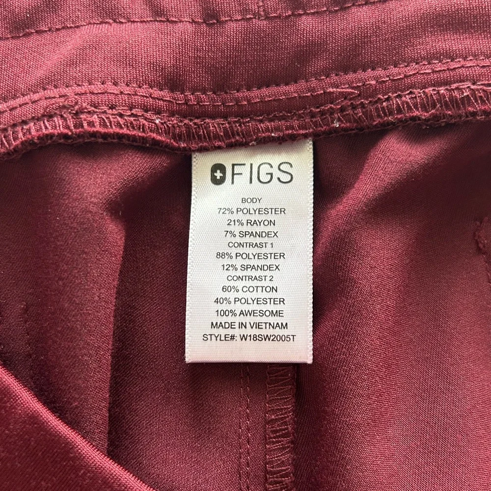 Figs: Burgundy Zamora Jogger Scrub Pants - Picture 5 of 7